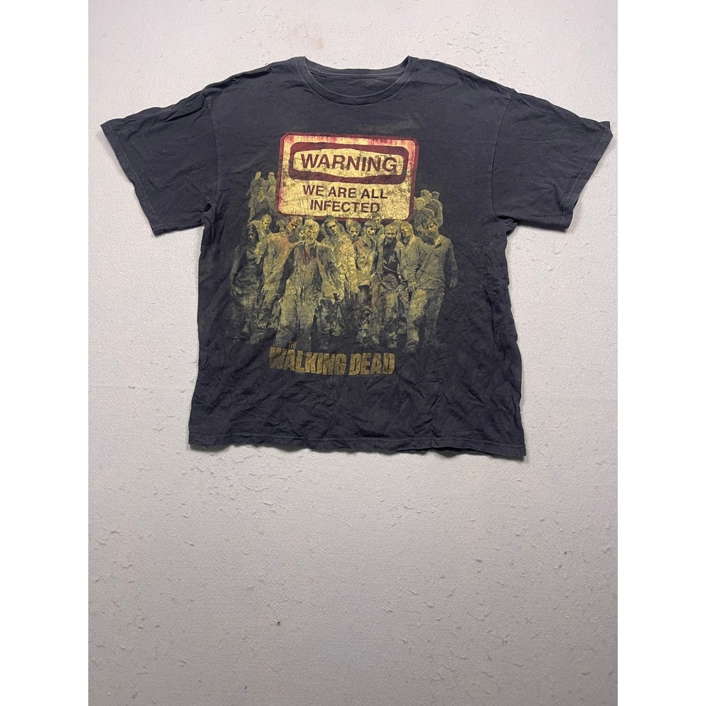 AMC The Walking Dead Shirt Mens XL Black Warning Infected Zombie Graphic Good